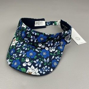 NWT Tory Burch Printed Performance Adjustable Visor Navy Frost Primary Floral